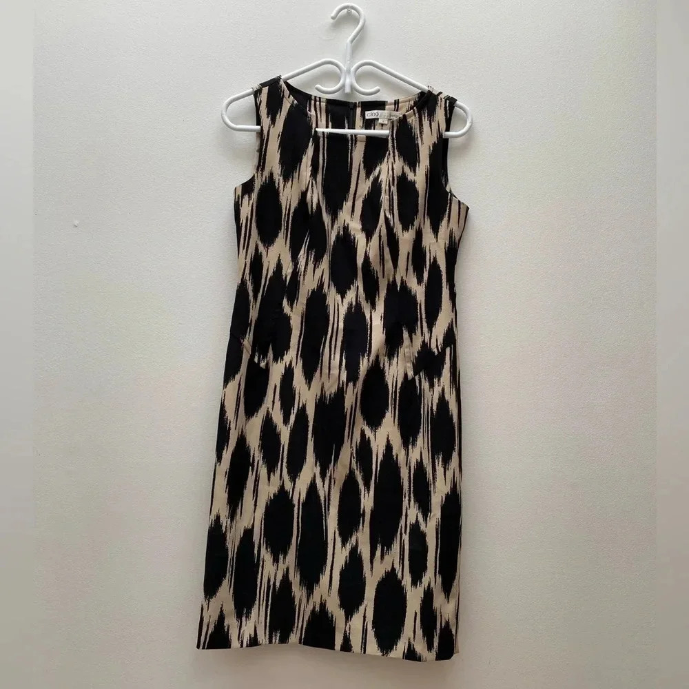 Vintage - Cleo Petites Black and Cream Shift Dress
